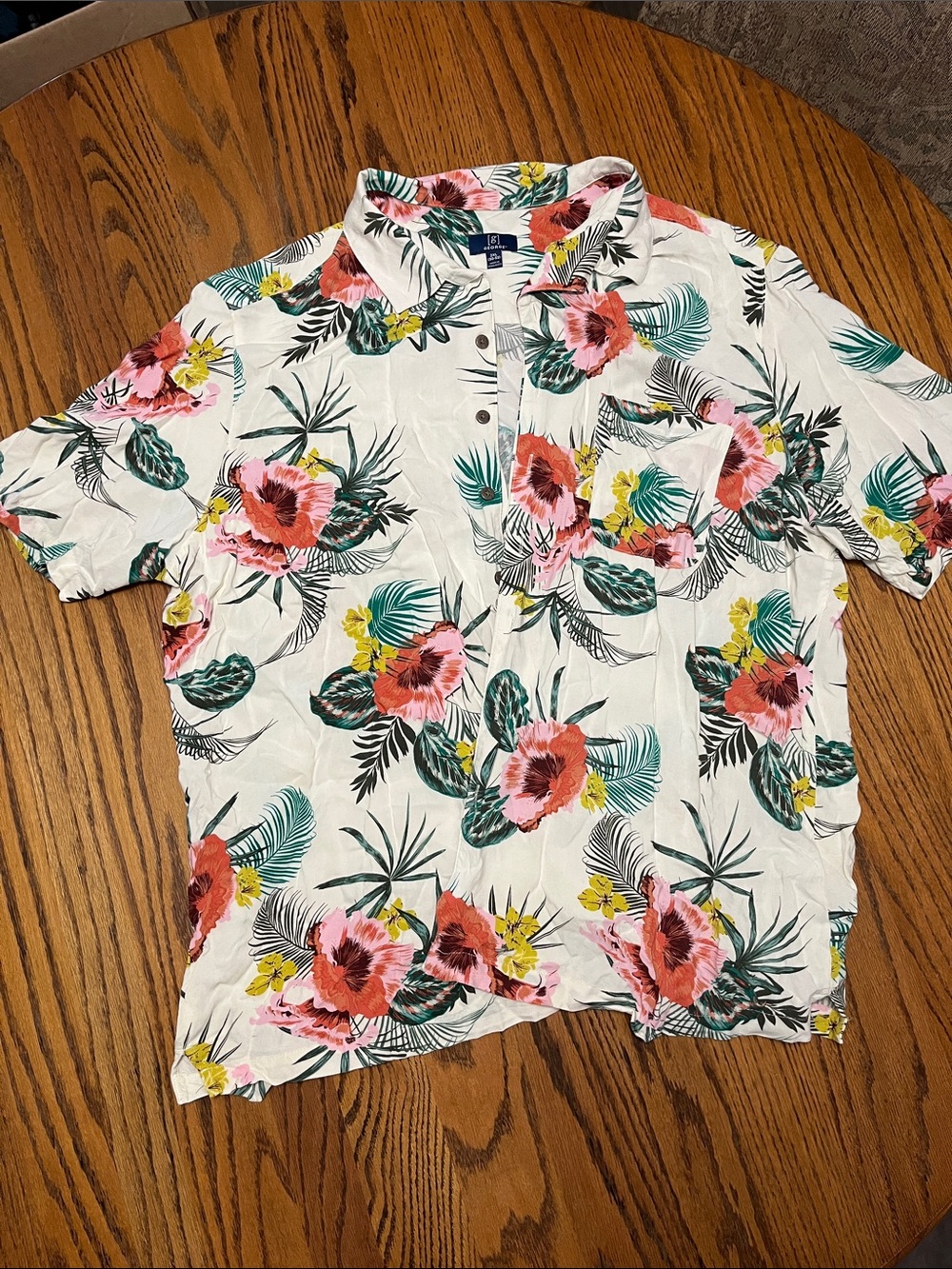 George White Tropical Floral Short-Sleeve Button-Down Shirt